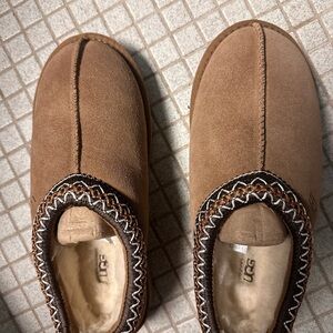 UGG Brown Slippers with Embroidered Trim